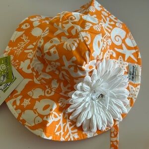 Baby Girls' UPF 50+ Floppy Hat with Flower Size SMALL / New with Tags